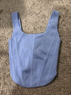 Aritzia Light Blue Knit Square-Neck Tank Top